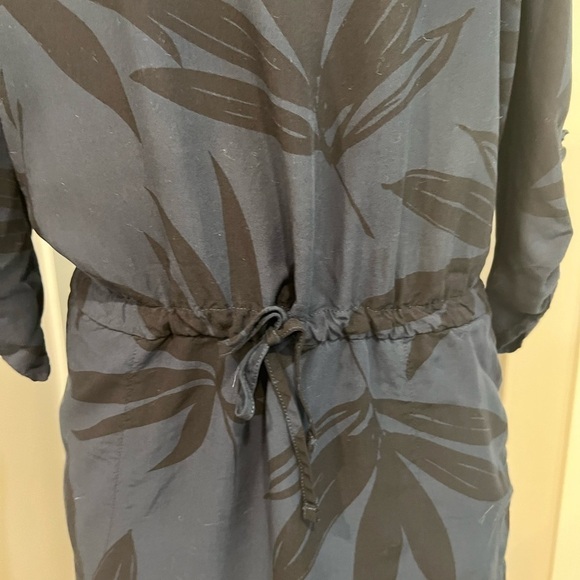 LOLE navy with black palm leaf print mini dress with draw strings - Picture 5 of 12